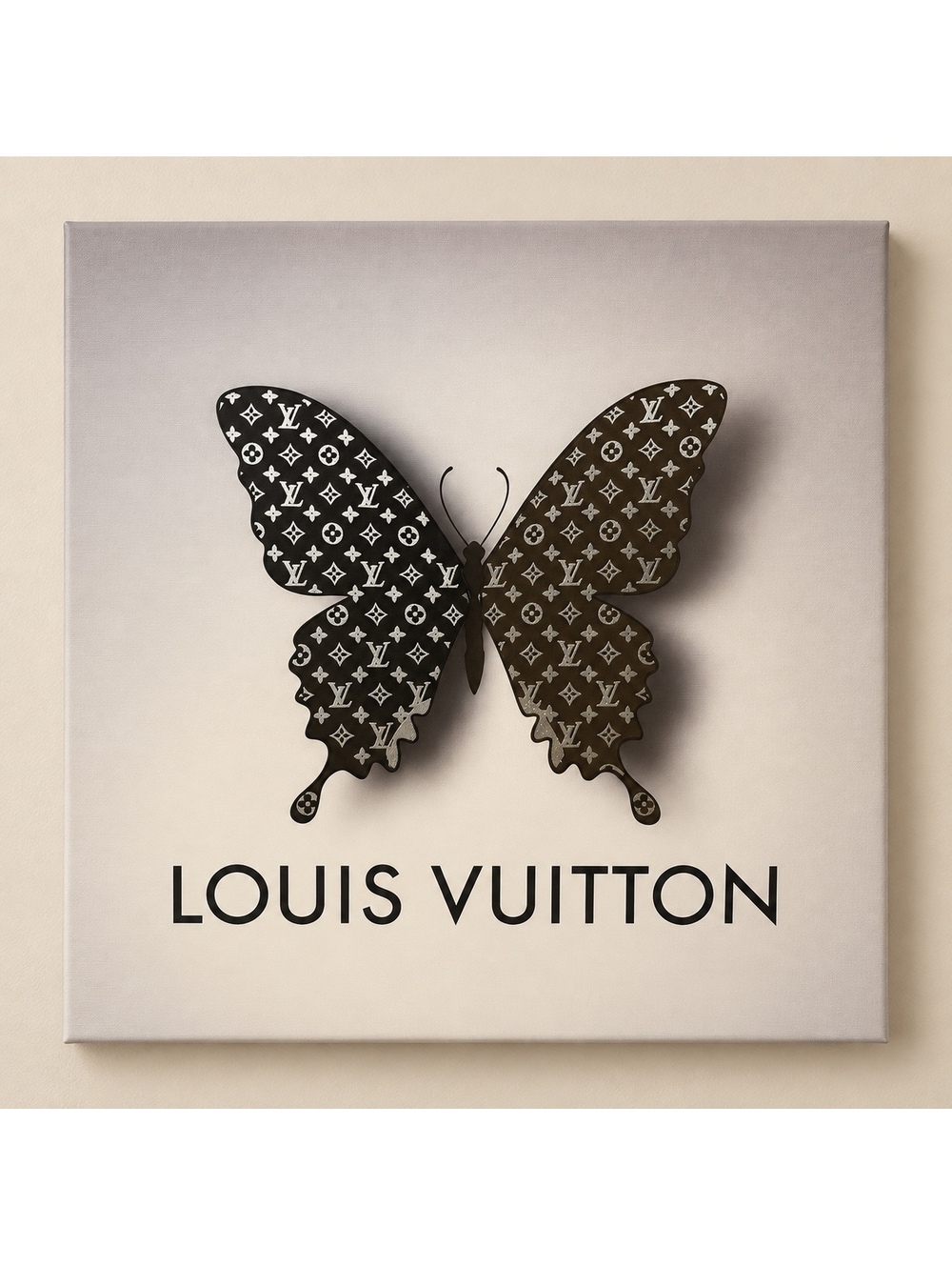 LV Monogram Butterfly Canvas Wall Art 18x18 Luxury Decor